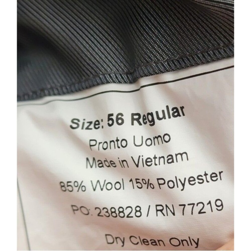 Pronto Uomo Black Suit Coat Size 56 Regular Wool/Poly Blend - Picture 6 of 6
